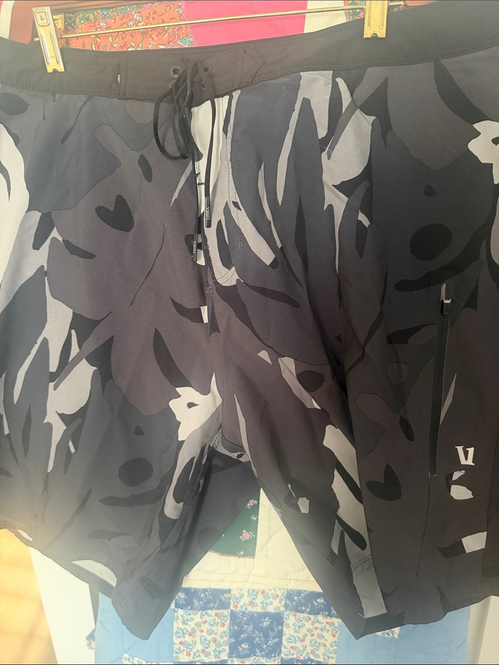 Vuori Black and Gray Camo Board Shorts